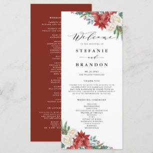 Programa Ceremonia de Boda de Invierno con Floral Watercolo