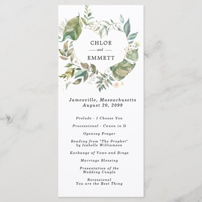Programa Ceremonia de Boda de la corona botánica (Anverso)