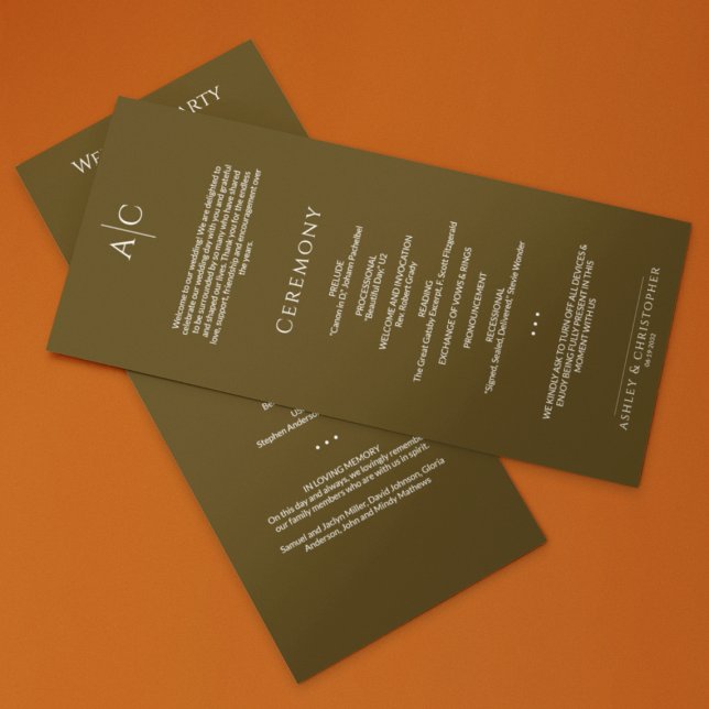 Programa Ceremonia de Boda de monograma de bronce oscuro si (Subido por el creador)