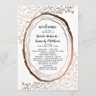 Programa Ceremonia de Boda de Relieve metalizado Rústico de