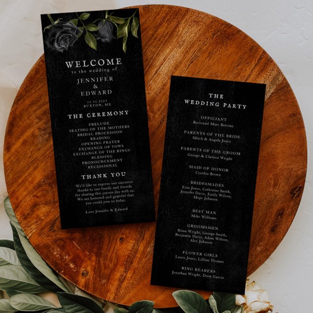 Programa Ceremonia de Boda de Rosa negro gótico (Subido por el creador)