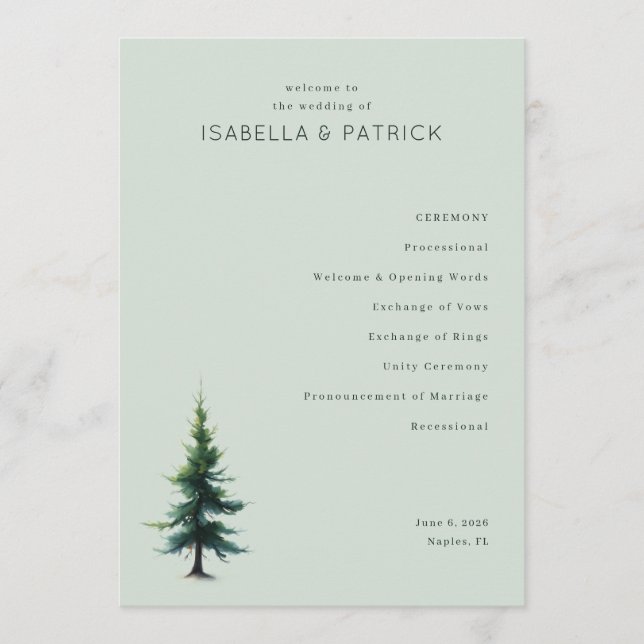 Programa Ceremonia de Boda del Sereno Árbol Verde (Anverso)