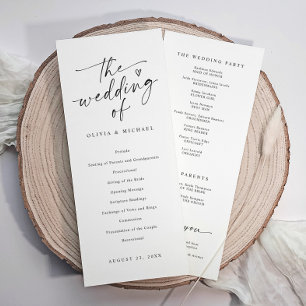Programa Ceremonia de Boda en Blanco y Negro con Letra Mode