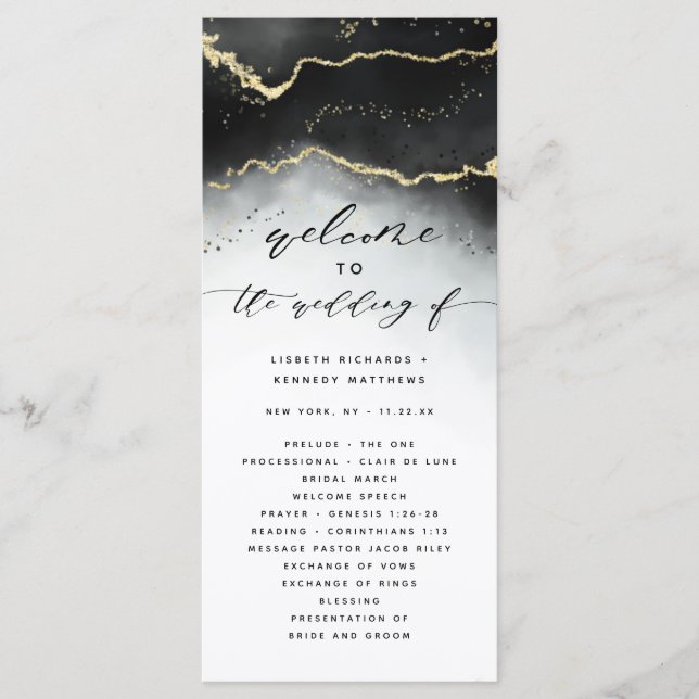Programa Ceremonia de Boda Ethereal Mist Ombre Black Moody (Anverso)