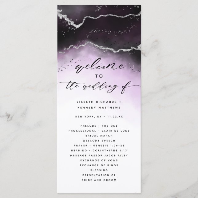 Programa Ceremonia de Boda Ethereal Mist Ombre Ultra Violet (Anverso)