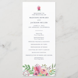 Programa Ceremonia de Boda Floral de acuarela