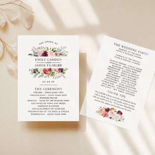 Programa Ceremonia de Boda floral de la caída rusa de Borgo