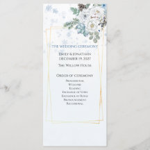Ceremonia de Boda Floral Dorada de Invierno Azul H