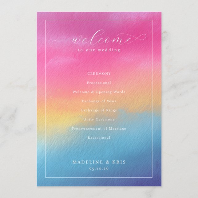 Programa Ceremonia de Boda Gradiente Alegre (Anverso)