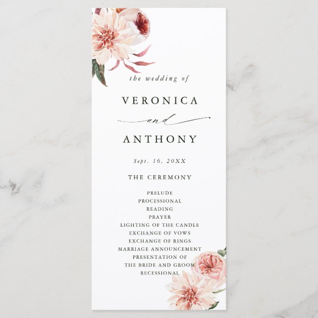 Programa Ceremonia de Boda Jardín Botánico (Anverso)
