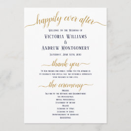 Programa Ceremonia de Boda Minimalista con Guión Dorado de