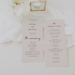 Programa Ceremonia de Boda Minimalista con Letra Ligera Bei