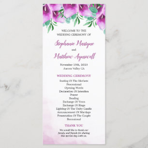 Programa Ceremonia de Boda Purple Calla Lily Floral