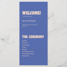 Programa Ceremonia de Boda Retro Moderna Azul y Beige