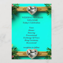 Programa Ceremonia de Boda Romántica Turquesa Rosa 💍
