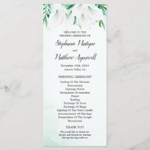 Programa Ceremonia de Bodas Florales de Calla Blanca Modern
