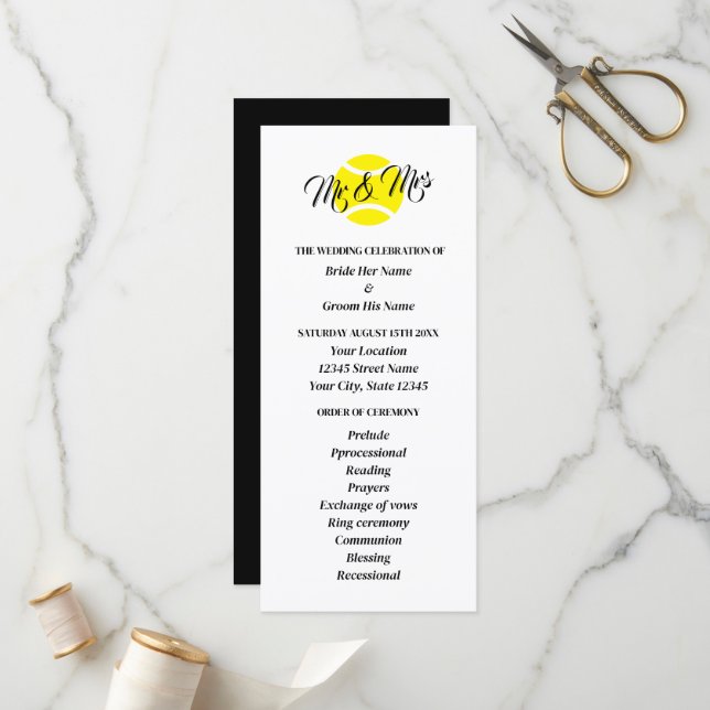 Programa Ceremonia de bodas para amantes del tenis (Anverso/Reverso In Situ)