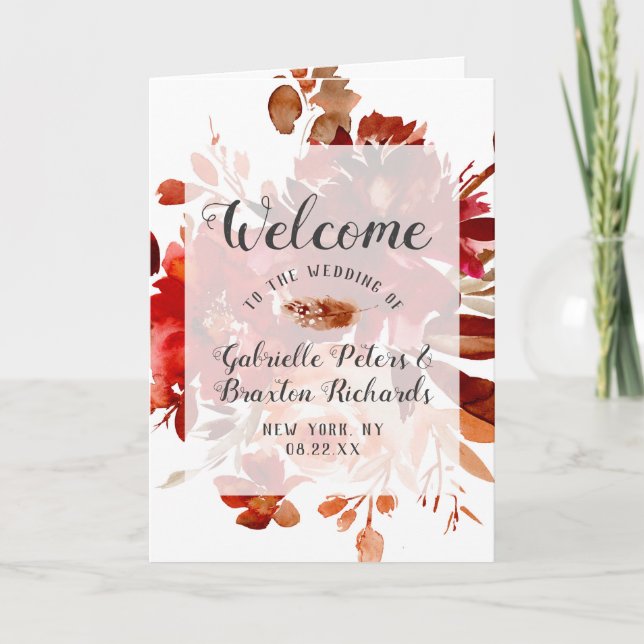 Programa Ceremonia de Boho Floral Fall de Belleza Rústica (Anverso)