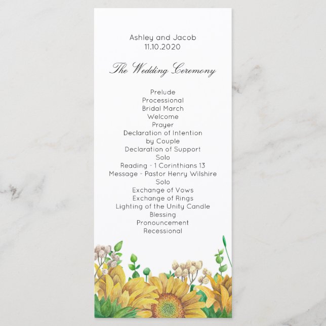 Programa Ceremonia de la boda rusa del País Girasol (Anverso)