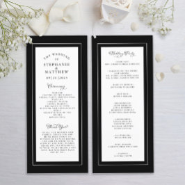 Programa Ceremonia de Servicio de Boda en Blanco y Negro El