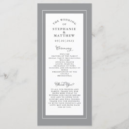 Programa Ceremonia de servicio de Boda gris y blanco elegan
