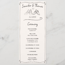 Programa Ceremonia de zapatos Boda de Doodle con mano ecléc