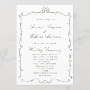 Programa Ceremonia del Boda Verde de la orquesta victoriana