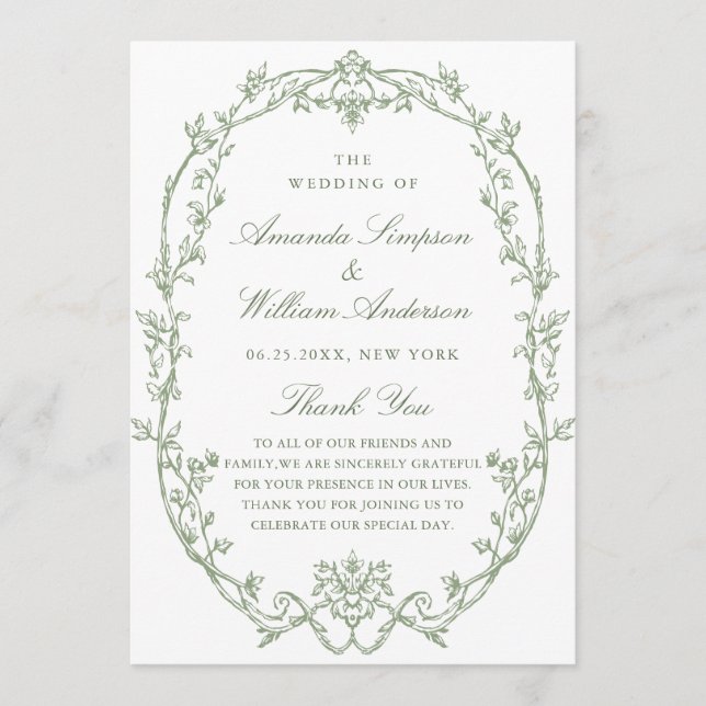 Programa Ceremonia del Boda Verde de la orquesta victoriana (Anverso)