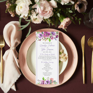 Programa Ceremonia floral de Boda púrpura primavera floreci