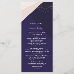 Programa Ceremonia geométrica rosa azul marino blanco y oro