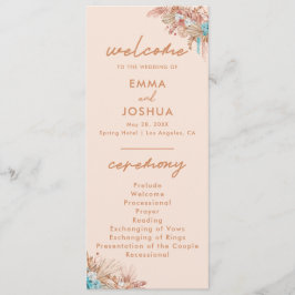 Programa Ceremonia moderna de Boda floral de Boho