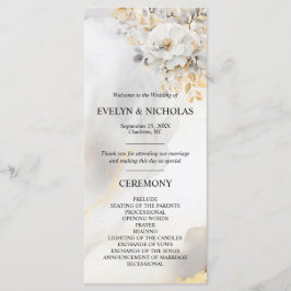 Programa Ceremonia Peony Floral Gold Gray Silver