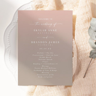 Programa Ceremonia simple de Boda rosa y beige de Rubor de 