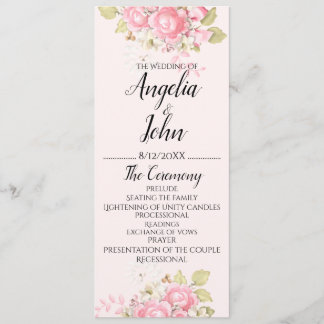 Programa Cermonía de Boda floral acuarela