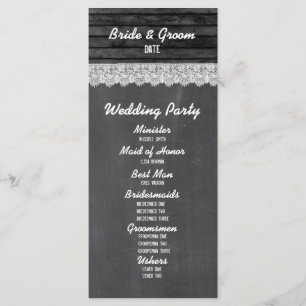 Programa Chalkboard Black Wood Wedding