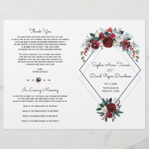 Programa Charm Burgundy Floral Boda Azul