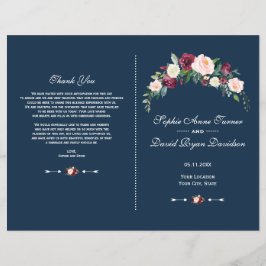 Programa Charm Burgundy Rubor Floral Blue Wedding
