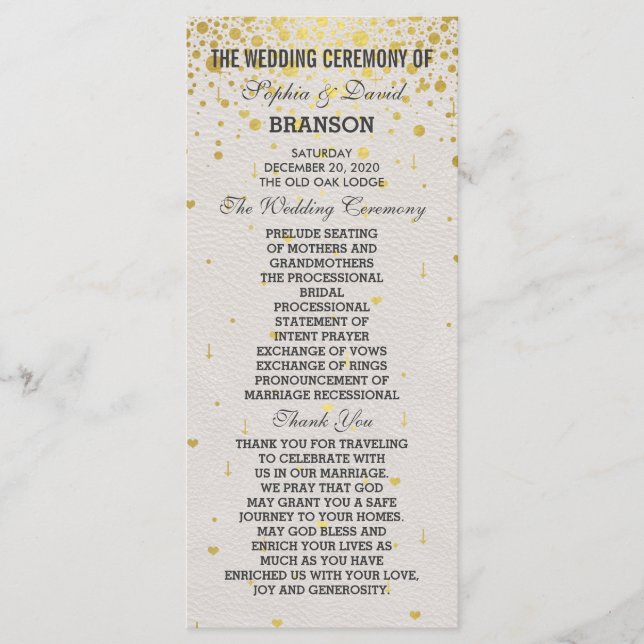 Programa Charm Gold Confetti White Leather Wedding (Anverso)