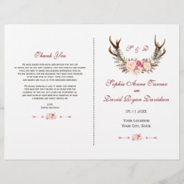 Programa Charm Pink Rubor Floral Antlers Wedding