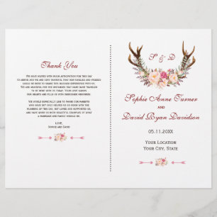 Programa Charm Pink Rubor Floral Antlers Wedding