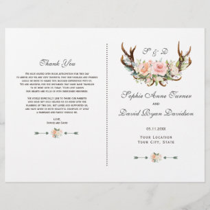 Programa Charm Pink Rubor Floral Antlers Wedding