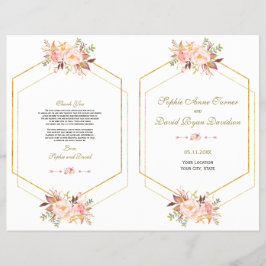 Programa Charm Pink Rubor Floral Gold Frame Weddin