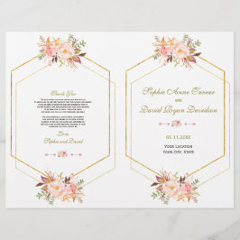 Programa Charm Pink Rubor Floral Gold Frame Weddin