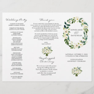 Programa Charm White Floral Wreath Tri+Fold Weddin