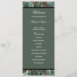 Programa Christmas Greenery double side program card 