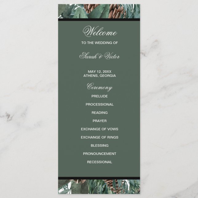 Programa Christmas Greenery double side program card  (Anverso)