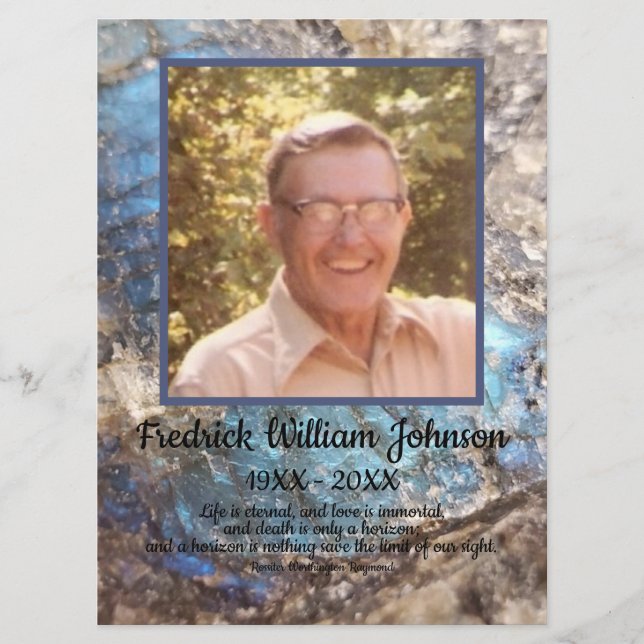 Programa Cita Foto Blue Green Labradorite Funeral (Anverso)