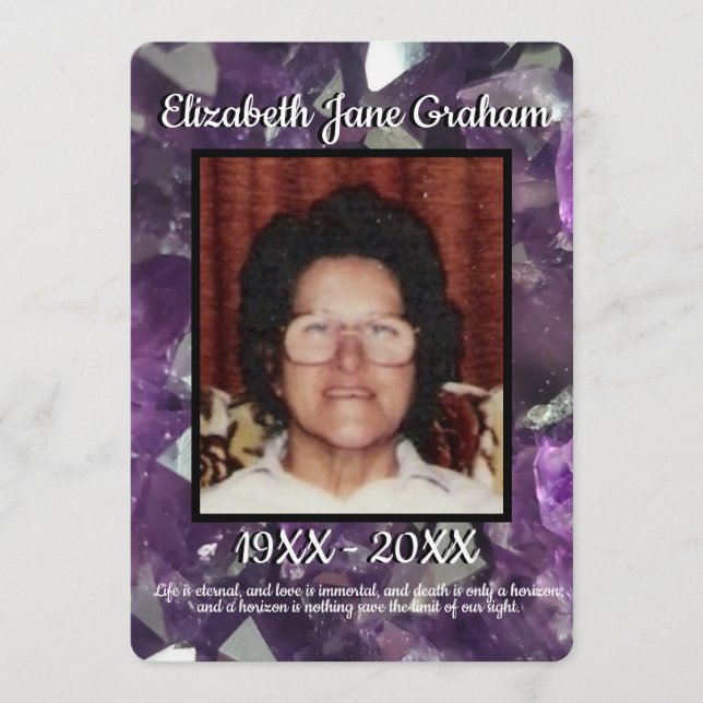 Programa Cita Foto Purple Amethyst Crystals Funeral (Anverso)