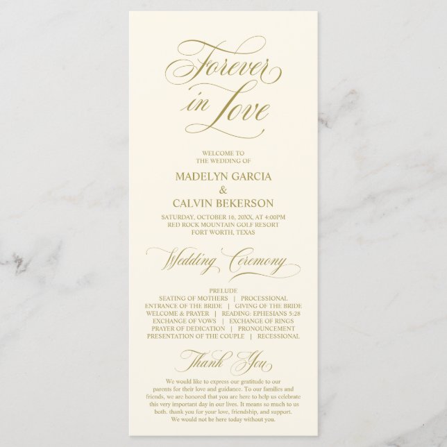 Programa Clásica Elegancia Guión de Oro, Ceremonia Boda (Anverso)