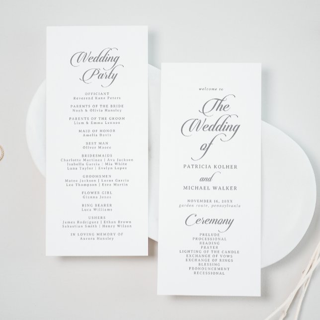Programa Clásica Elegante Caligrafía Té Longitud Boda (Subido por el creador)